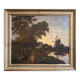 Tableau HST "Paysage animé au crepuscule" XIX° siècle