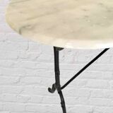 Oval marble and cast iron bistro table
