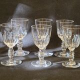 Lot 6 anciens verres a vin porto cristal, Baccarat Modèle Clermont Côtes Plates
