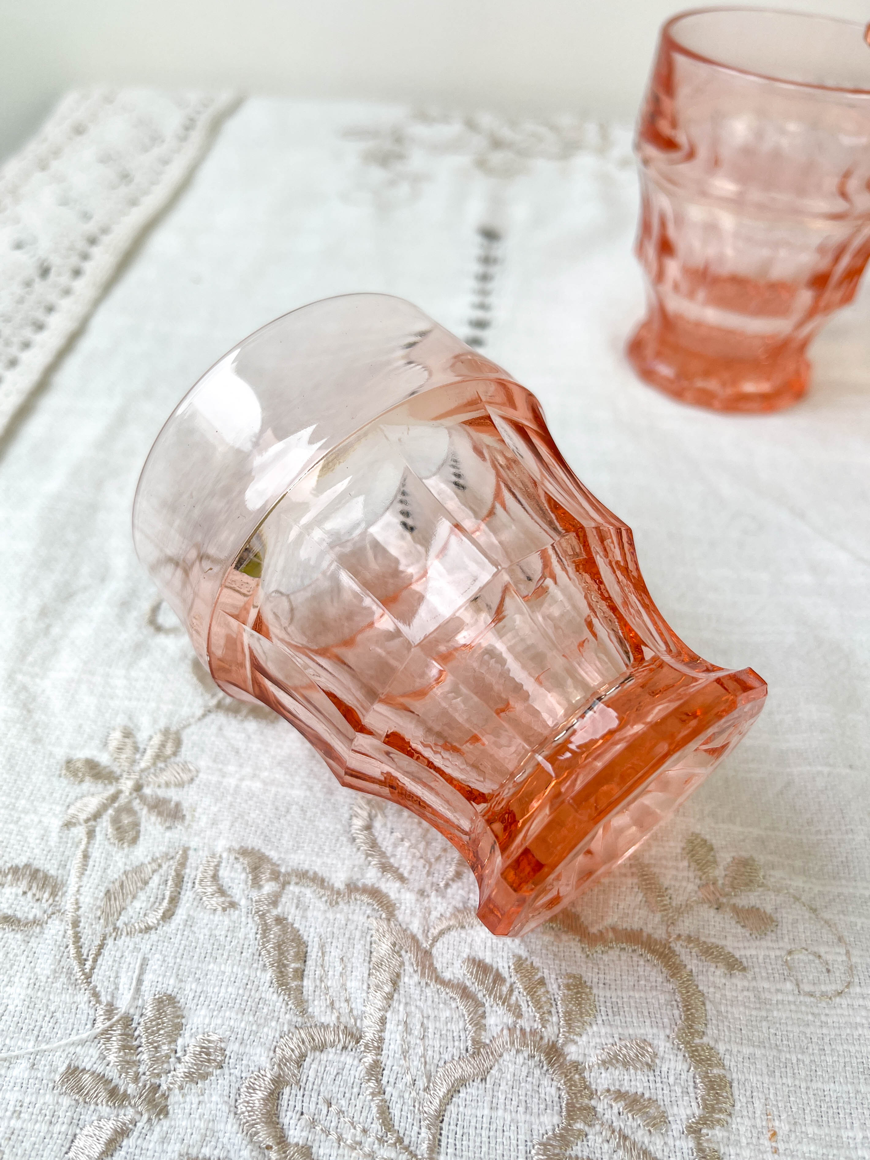 6 verres rose vintage style art déco