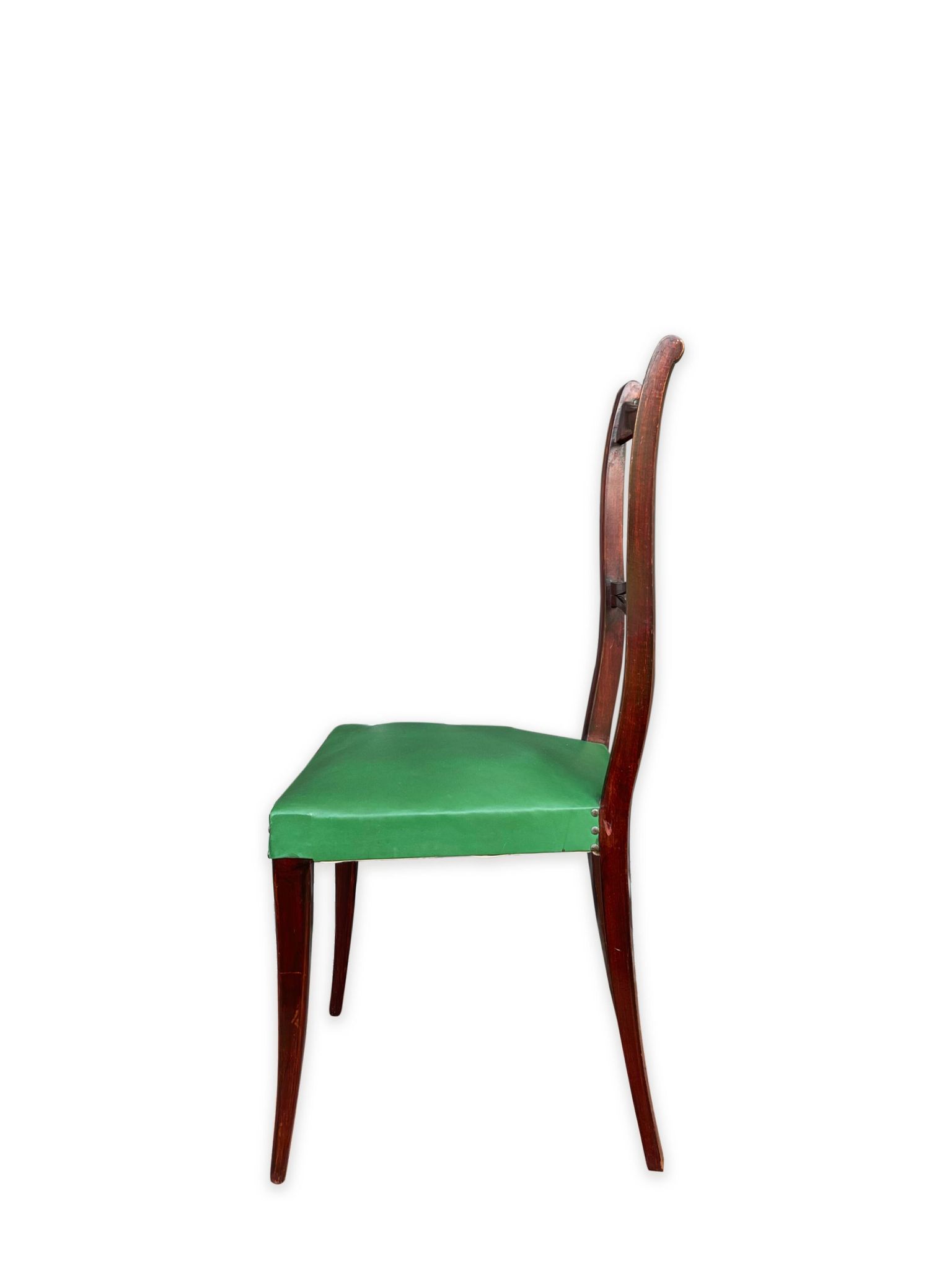 Ensemble italien de six chaises vintage noires et vertes 1960