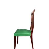 Ensemble italien de six chaises vintage noires et vertes 1960