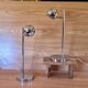 Set of 2 vintage 1970s chrome steel eye ball lamps.