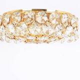 Chandelier in gilded brass and crystal glass inlaid by Palwa, Germany, 1970s.