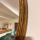 Antique Oval Round Golden Mirror in Wood Louis XVI Style Rocaille Pediment