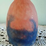 Tulip for chandelier or lamp - Orange blue purple marbled glass - Art Deco