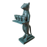 Antique metal cat candlestick