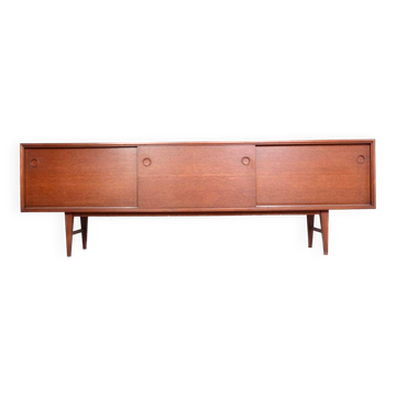 Vintage Scandinavian teak sideboard, 3m long.