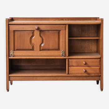 Guillerme et Chambron oak mid-century french cabinet sideboard