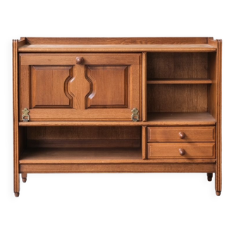 Guillerme et Chambron oak mid-century french cabinet sideboard