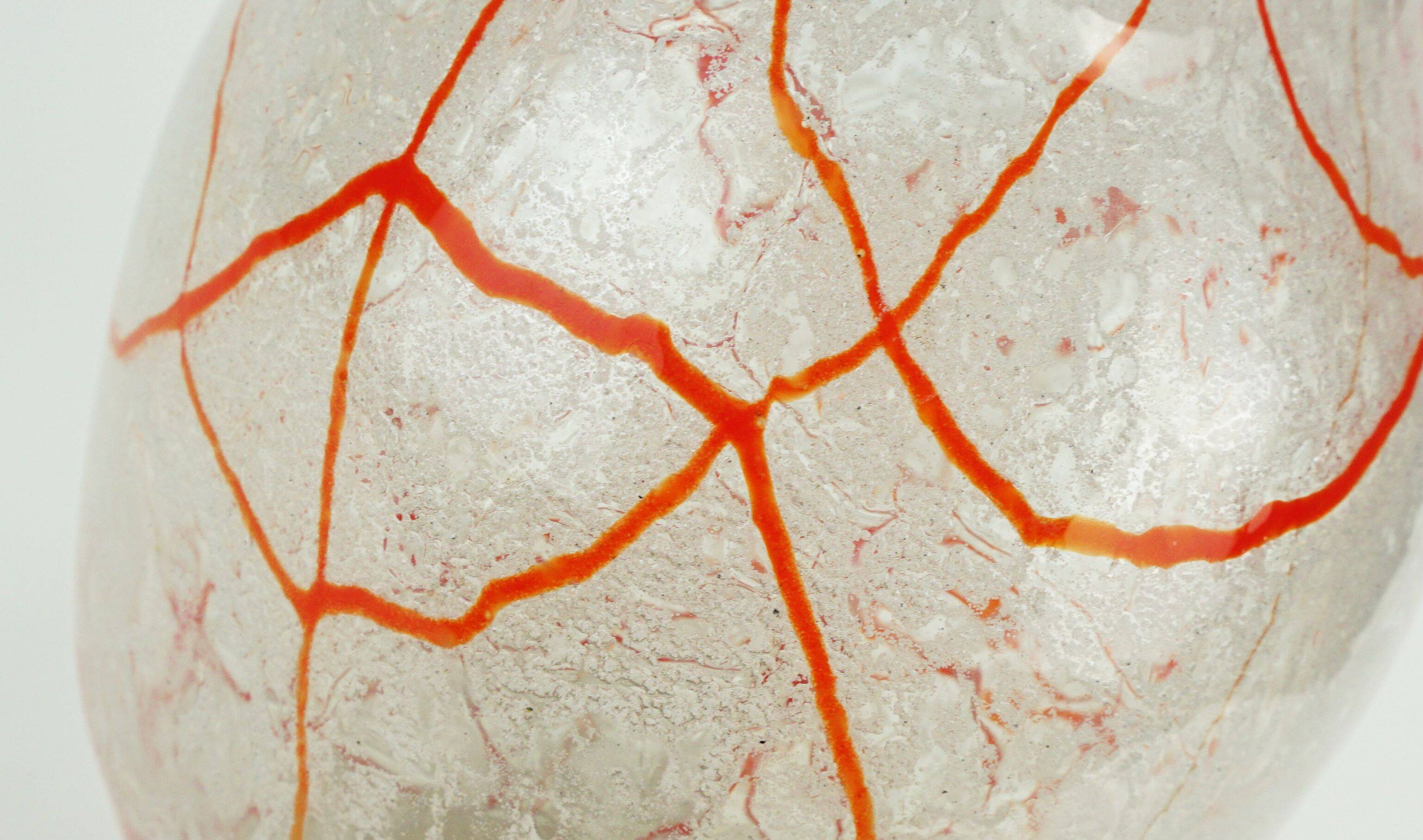 loetz klostermühle art deco glass VASE 1930s orange white and clear glass