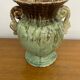 Antique Green Brown Ceramic Baluster Vase Vintage Decoration