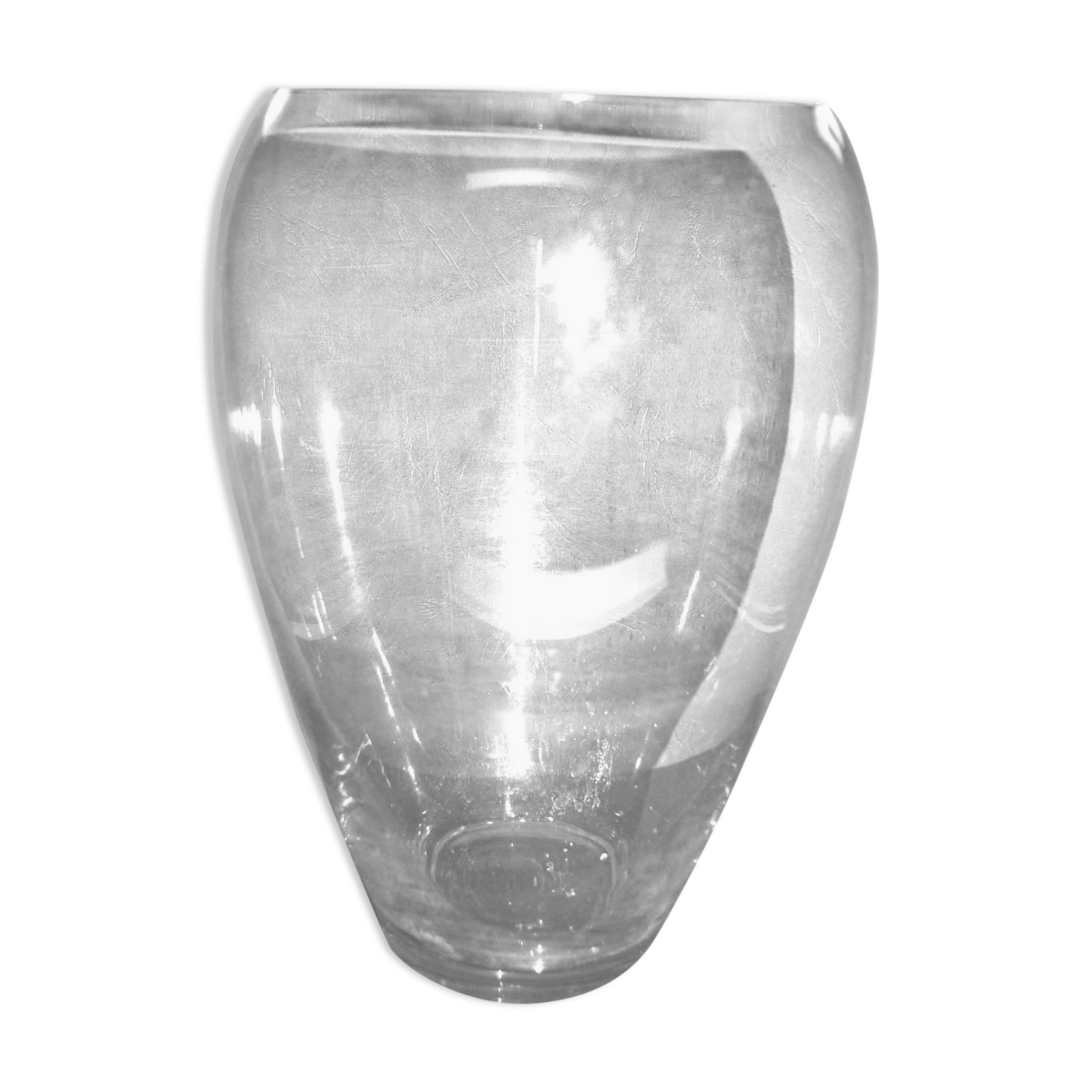 Vintage blown glass shell vase 30cm