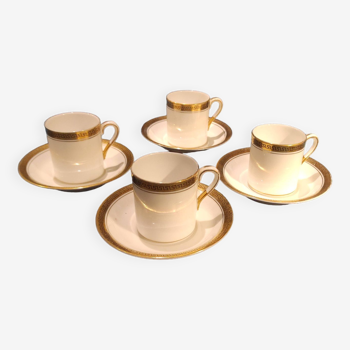 Set of four coffee cups and saucers Tuscan, fine English bone china