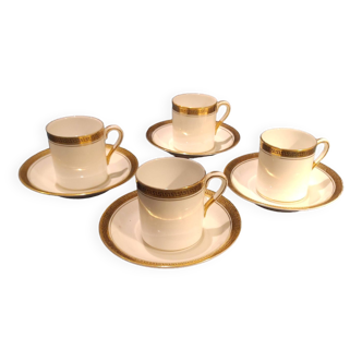 Ensemble de quatre tasses à café et soucoupes toscanes, porcelaine anglaise fine