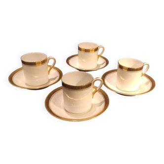 Set of four coffee cups and saucers Tuscan, fine English bone china