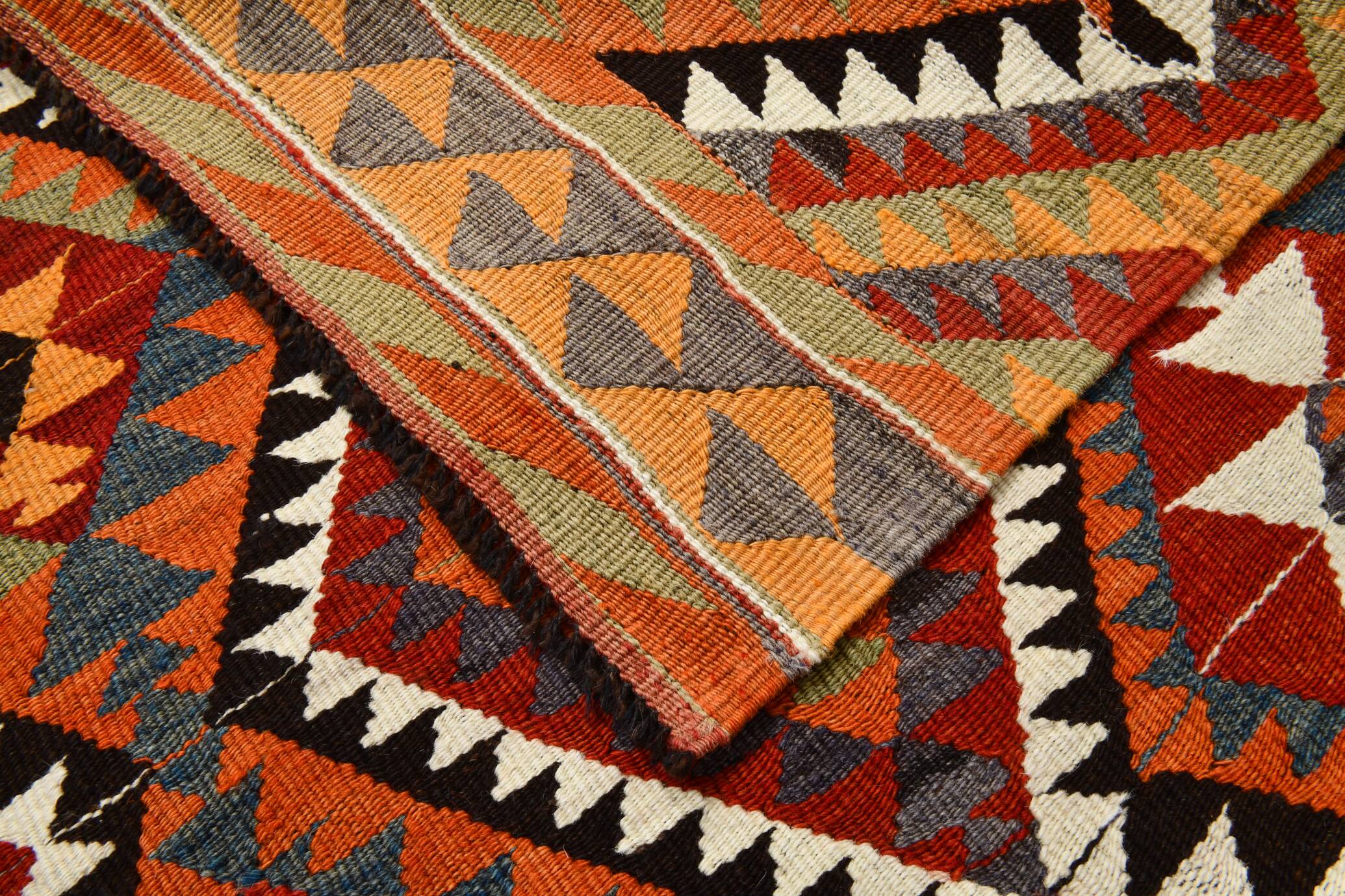 5x10 Red Green Tribal Handmade Vintage Kilim Rug, 165x315Cm