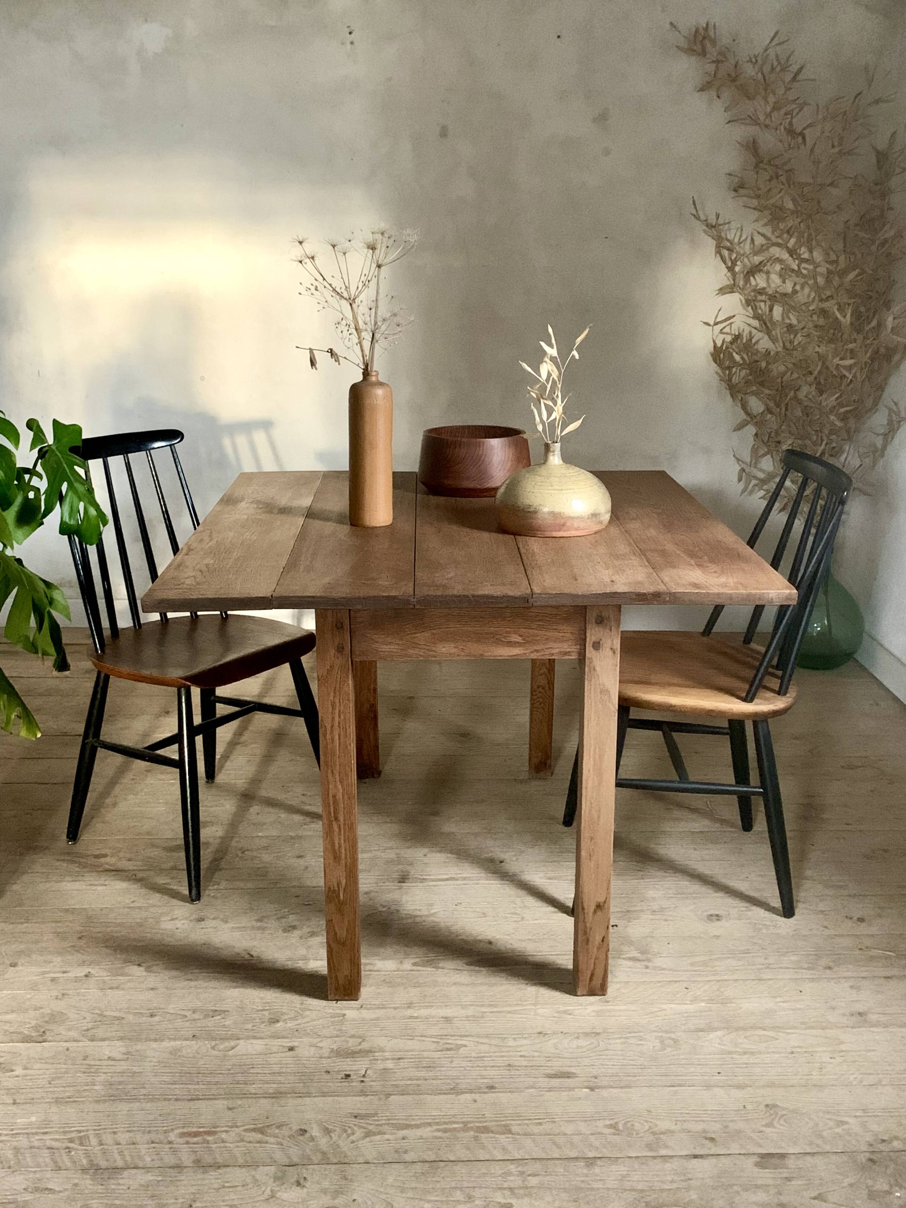 Vintage solid oak drop leaf farmhouse table