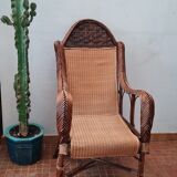 Old rattan armchair circa 1900-1930