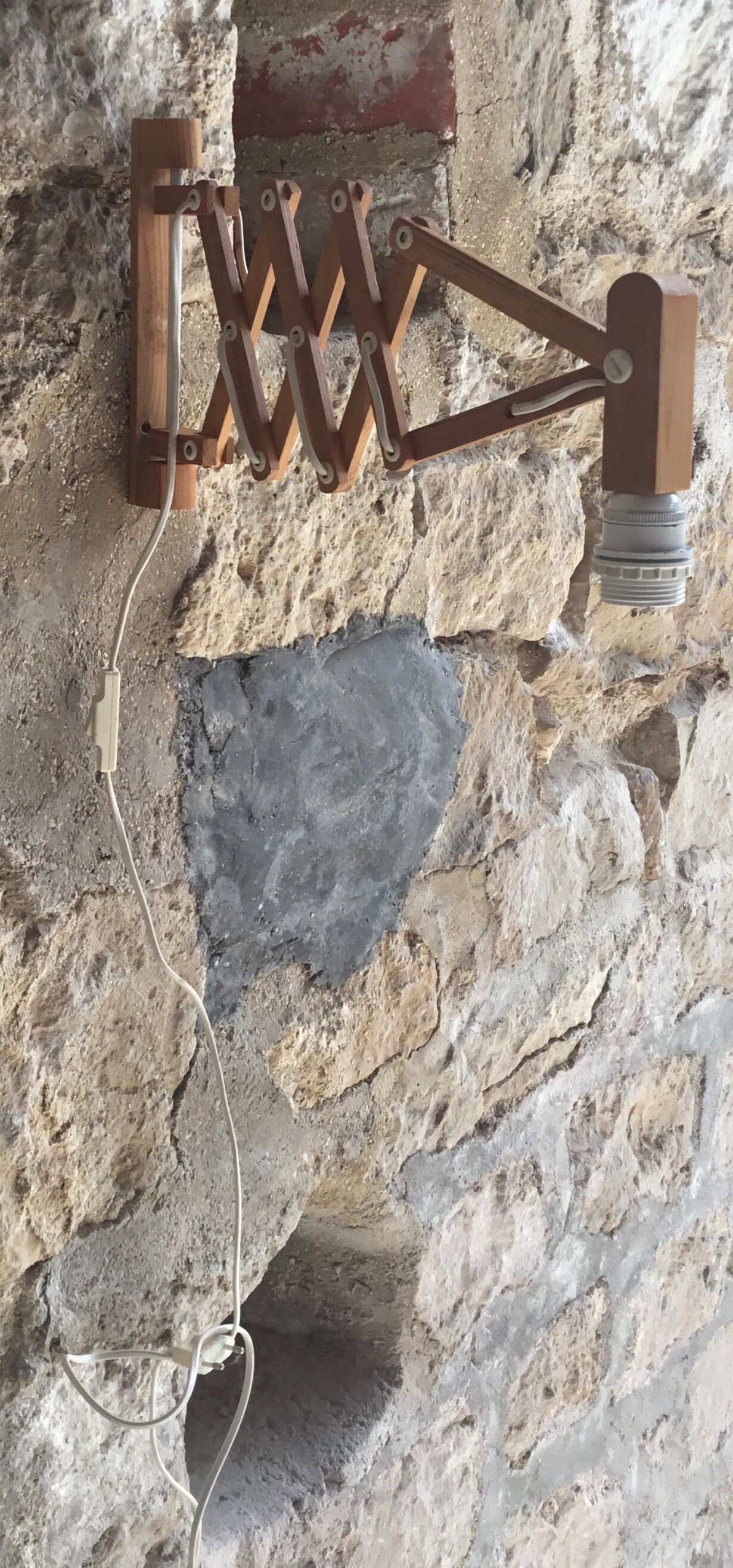 Wooden scissor or accordion wall sconce - vintage - 1960