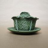 Soup-tureen cabbage ceramic and flat slip