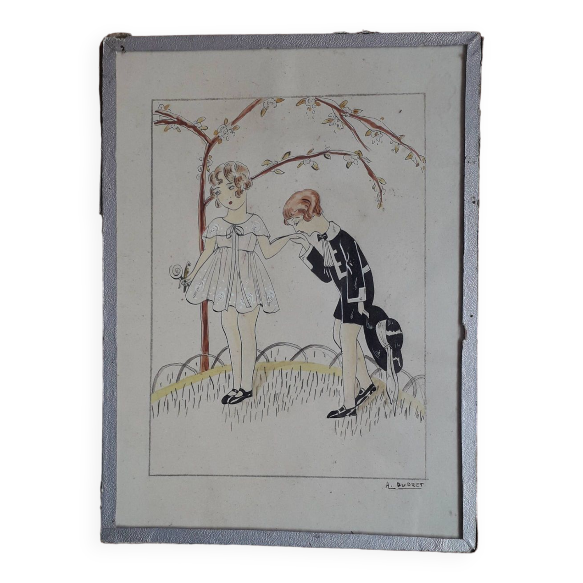 Very original illustration from the 1930s representing 2 characters