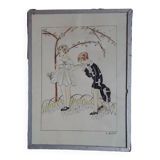 Very original illustration from the 1930s representing 2 characters