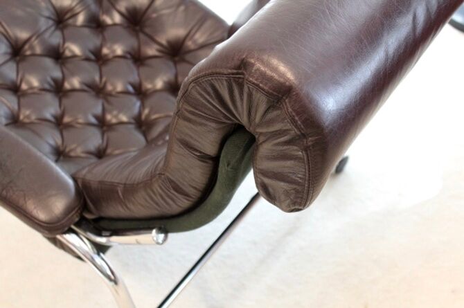 Leather armchair with footstool Noboru Nakamura Bore