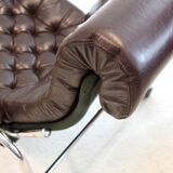 Leather armchair with footstool Noboru Nakamura Bore