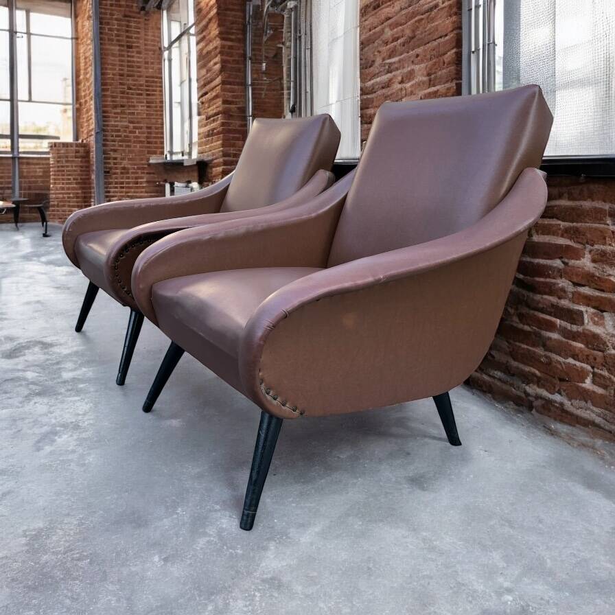 2 Vintage Armchairs - Mid Century Modern Style
