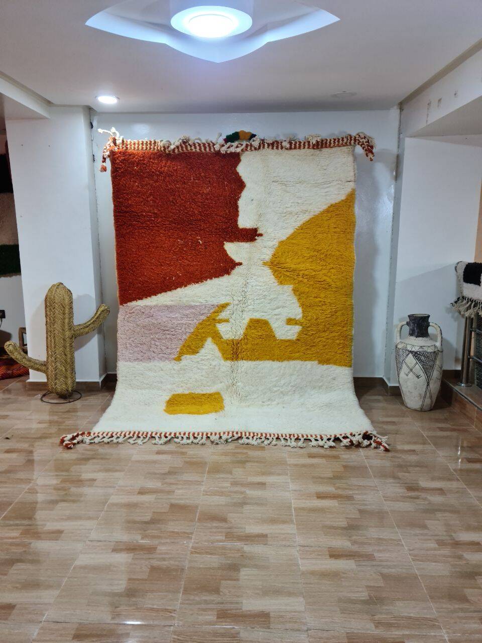 Modern Bohemian Rug 250x150 cm - Abstract Design Multicolor Red and Yellow