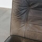Gray leather design armchair from the 70s
