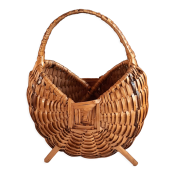 Vintage rattan basket with handle 1960's | Selency