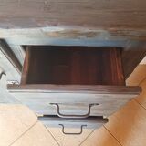 1930s Grey Patina Pine Garage Workbench