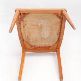 Vintage chair, wooden chair, old chair, extra chair, orange leather seating chair, cu