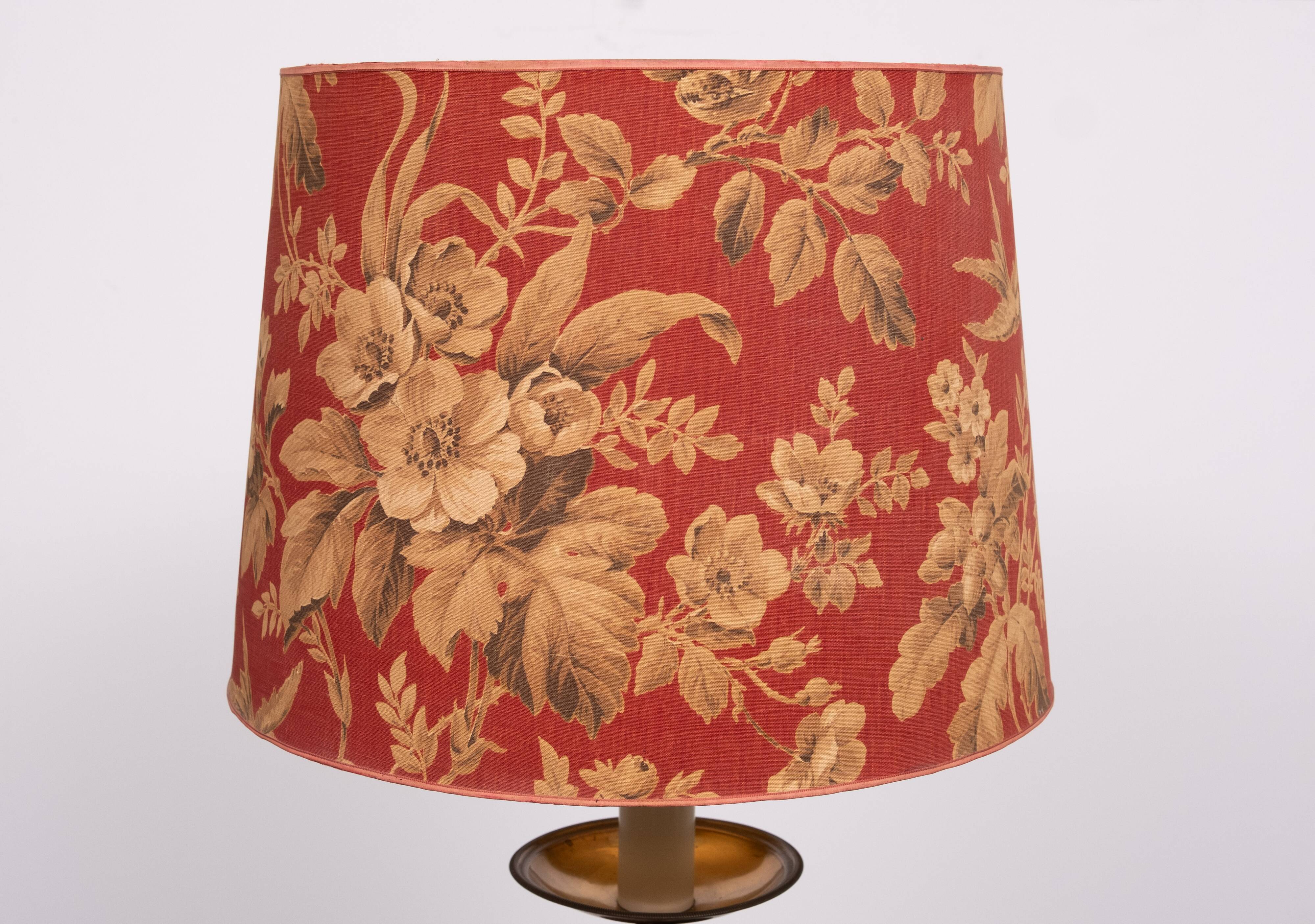 French tripod green and brass Floor lamp 1950s