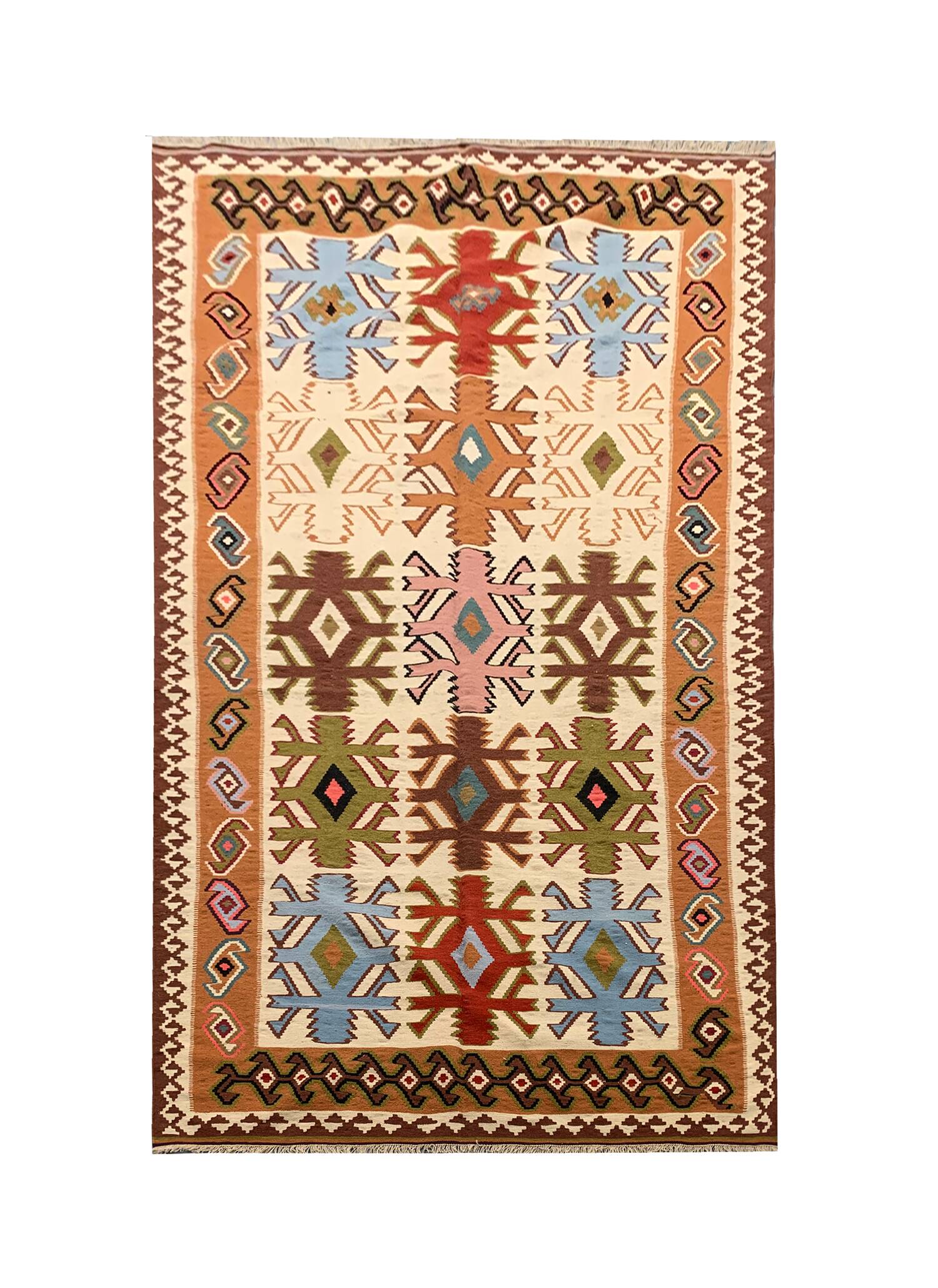 Tapis Kilim vintage en laine tissée à plat