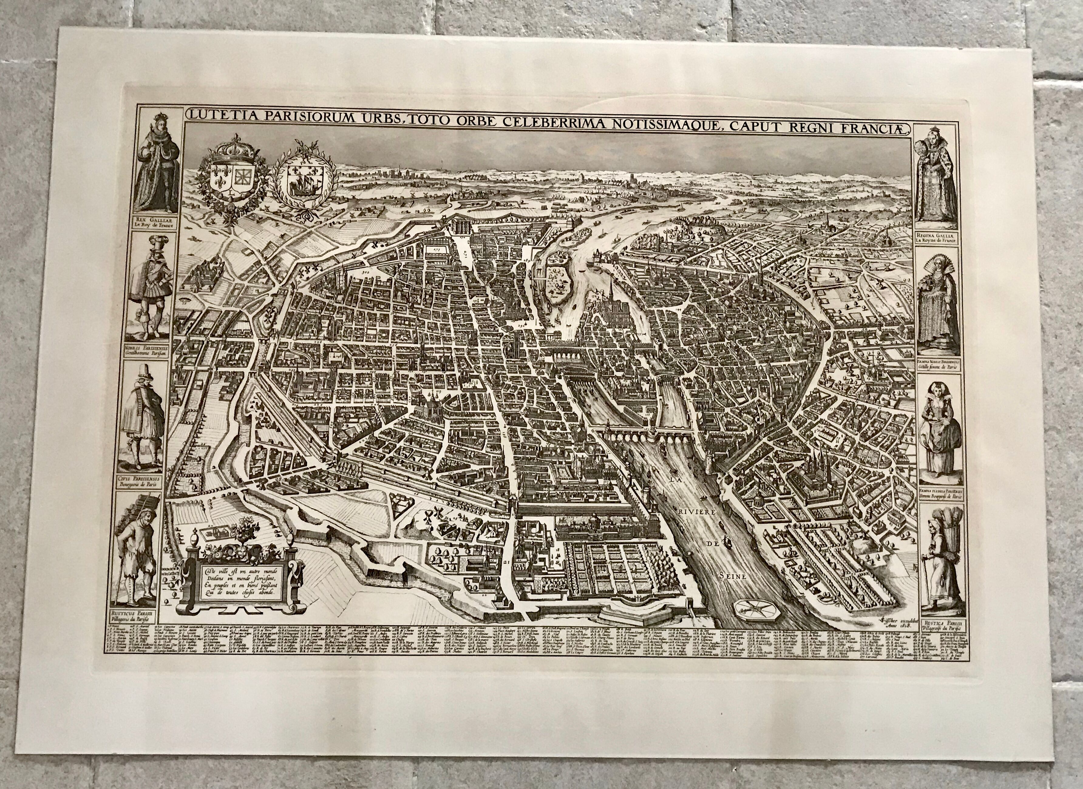 Old map of Paris 100X72
