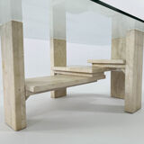 Travertine coffee table by Willy Ballez