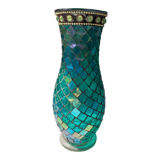 Iridescent faceted vase
