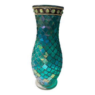 Iridescent faceted vase