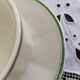 Set of 6 white and green bistro cups, gold rim