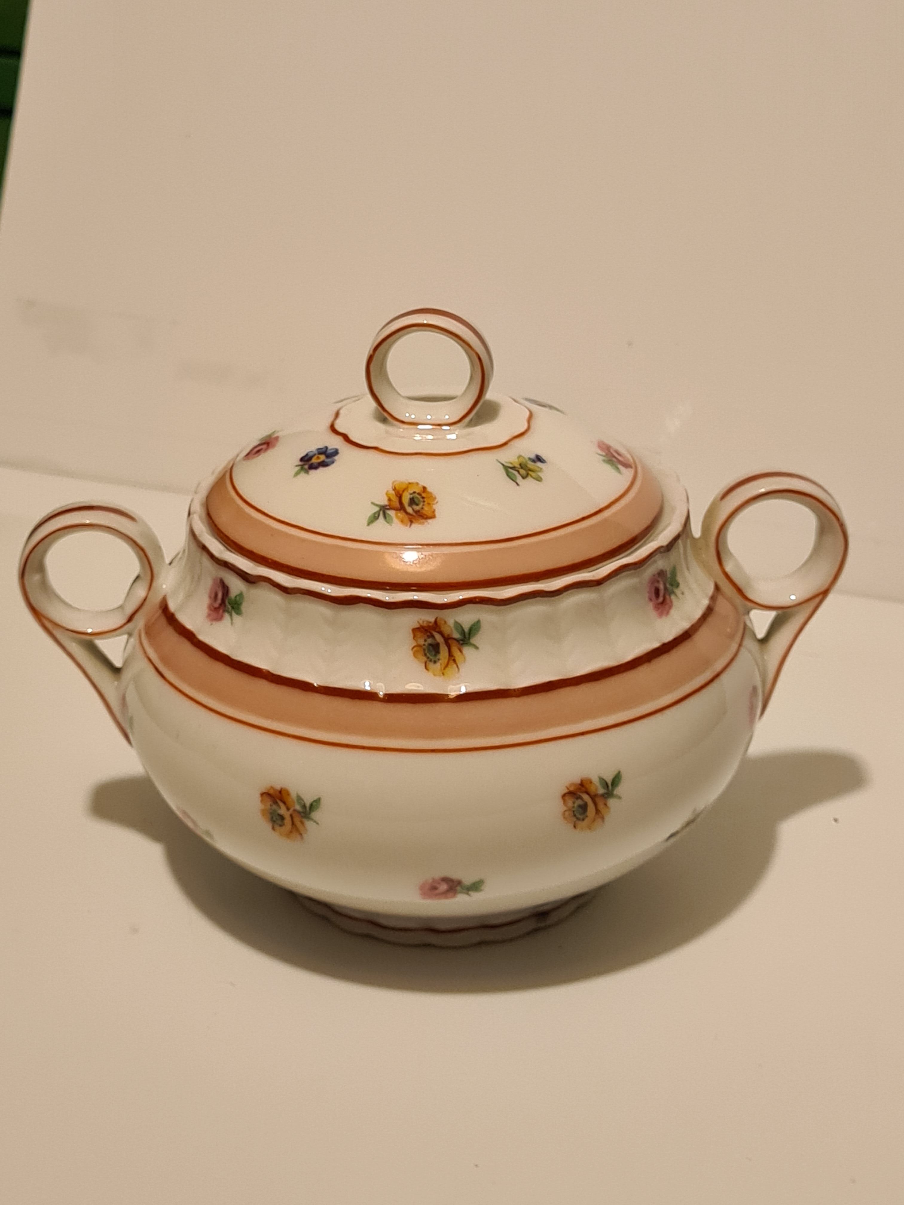 Sucrier porcelaine de Limoges B&C décor floral
