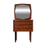 Danish vintage set of chest of drawers and mirror, teak, 1960s