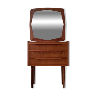 Danish vintage set of chest of drawers and mirror, teak, 1960s