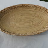 Flat oval wooden and wicker