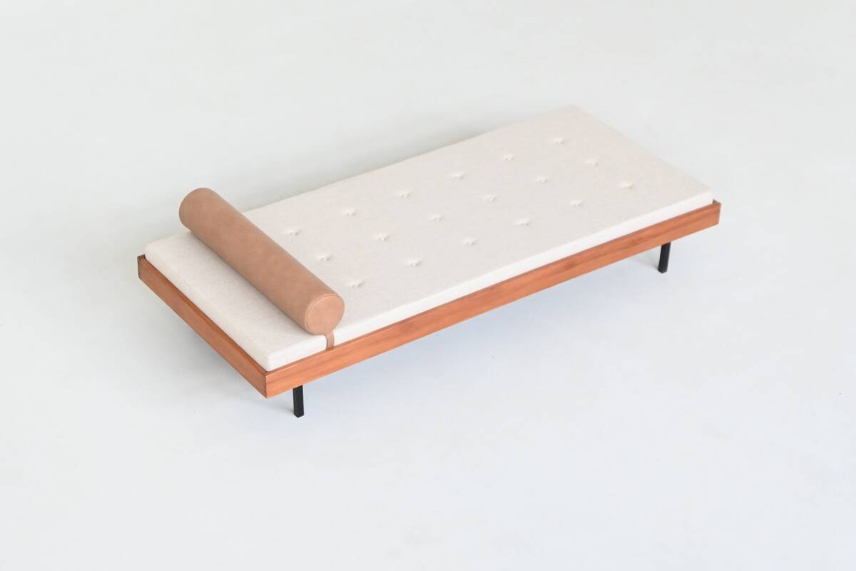 Dutch daybed in teak, metal and wool, mid-century, The Netherlands, 1960