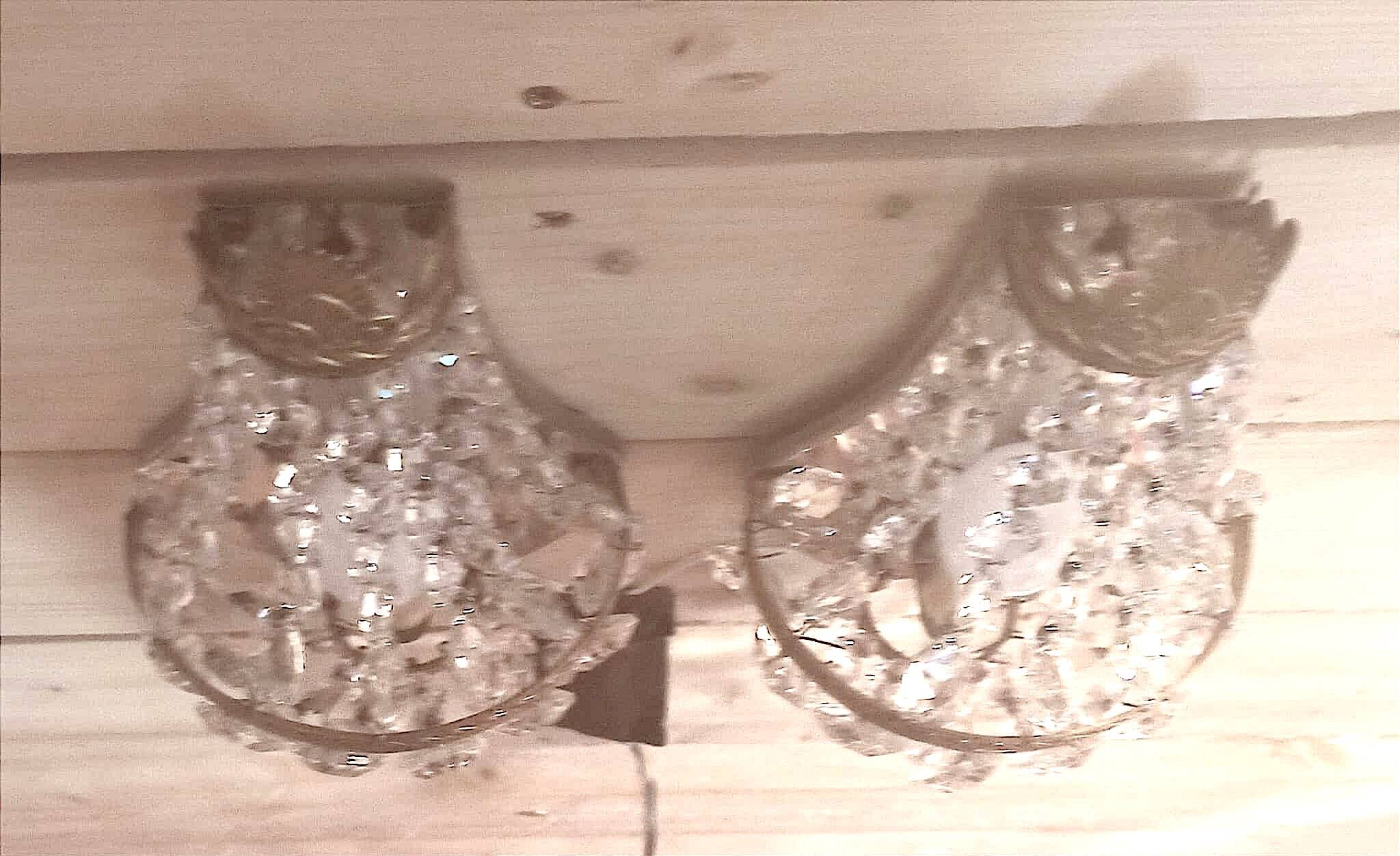 Pair of wall lights with crystal and brass tassels Height 36 cm