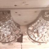 Pair of wall lights with crystal and brass tassels Height 36 cm