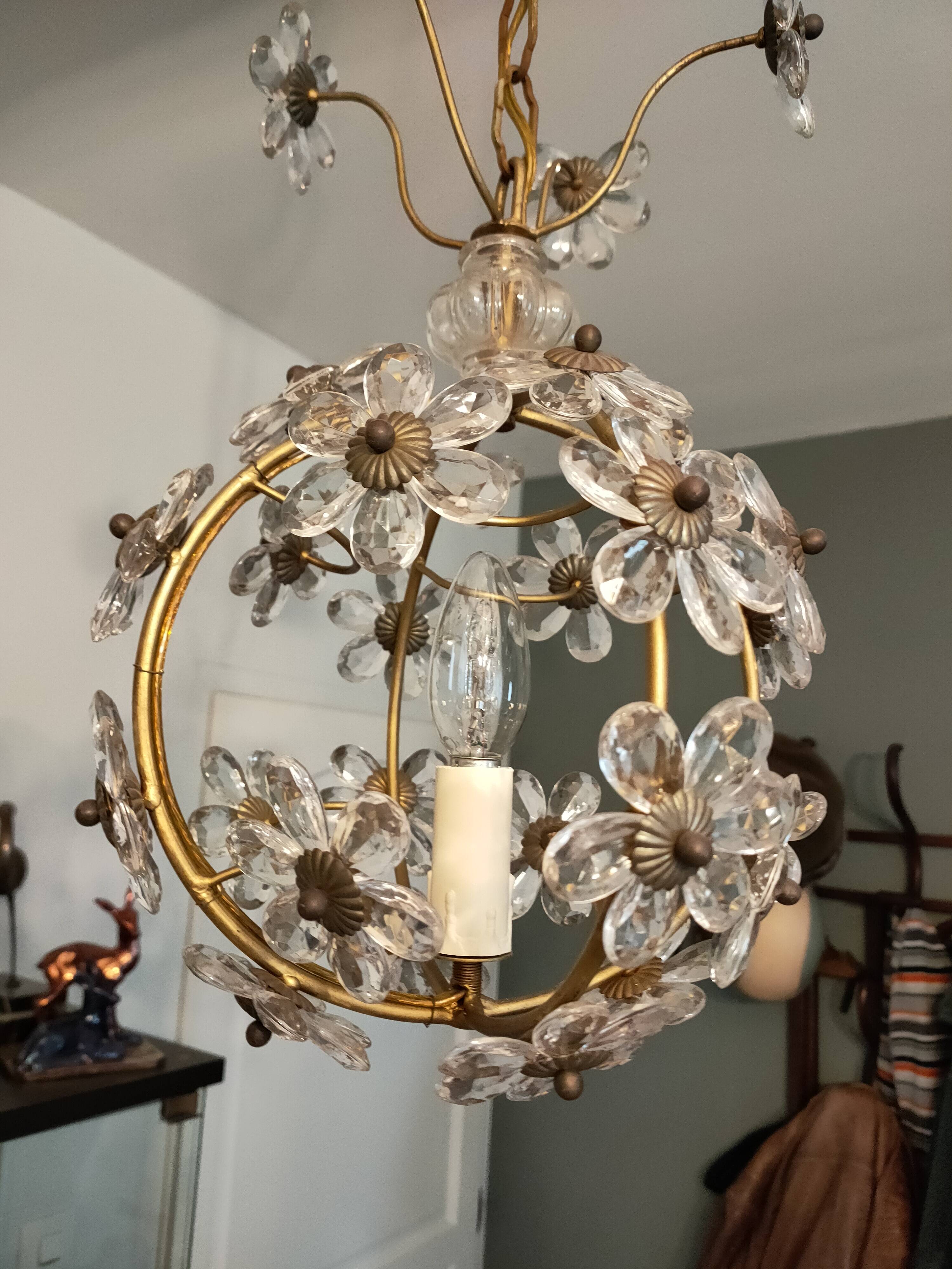 antique chandelier with crystal drops